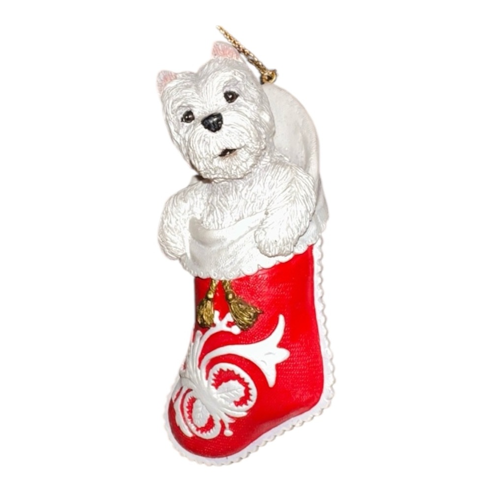 1997 Danbury Mint Westie Wonderland "Stocking Stuffer" West Highland Terrier